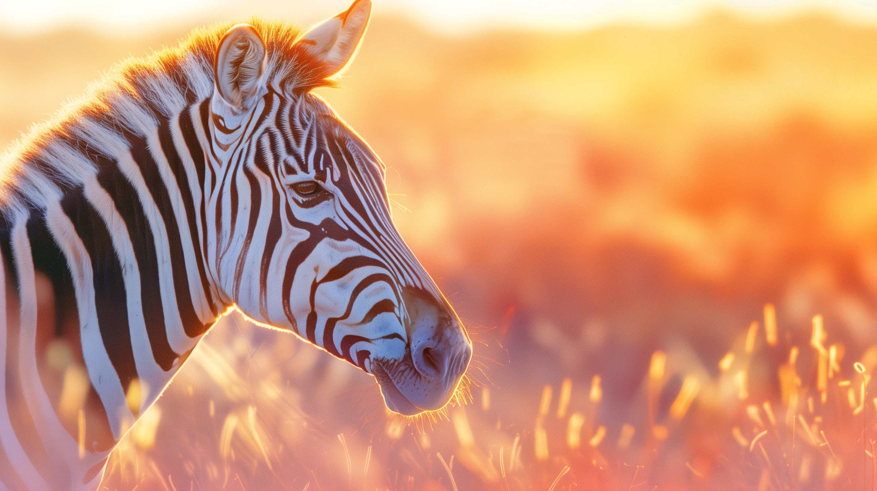 Zebra standing in golden sunlight across grassland, symbolizing rare disease awareness.