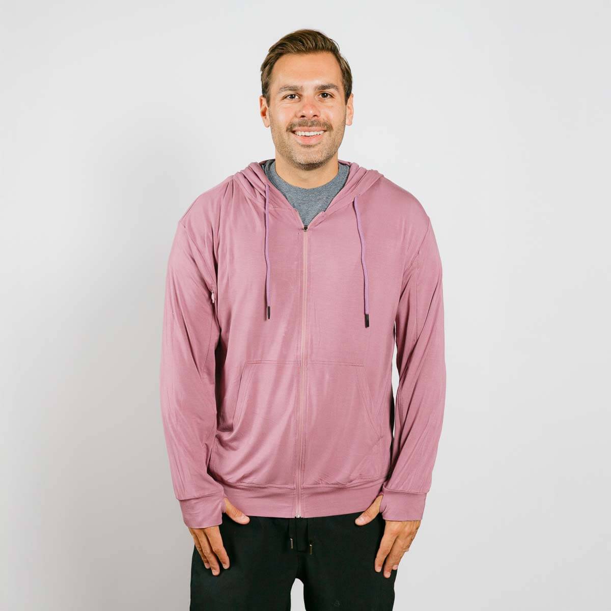 Bamboo IV Zip Hoodie | Model is 5'8" 165lbs wearing size M
