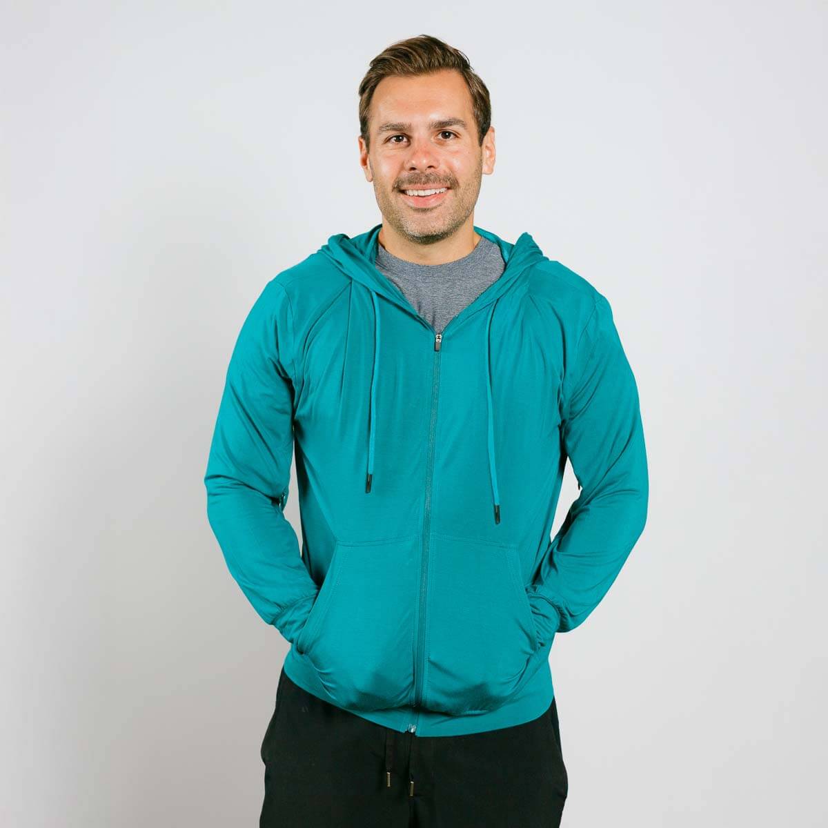 Bamboo IV Zip Hoodie | Model is 5'8" 165lbs wearing size M