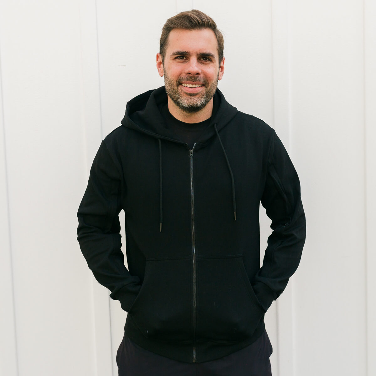 IV Zip Hoodie | Model is 5'8" 165lbs wearing size M