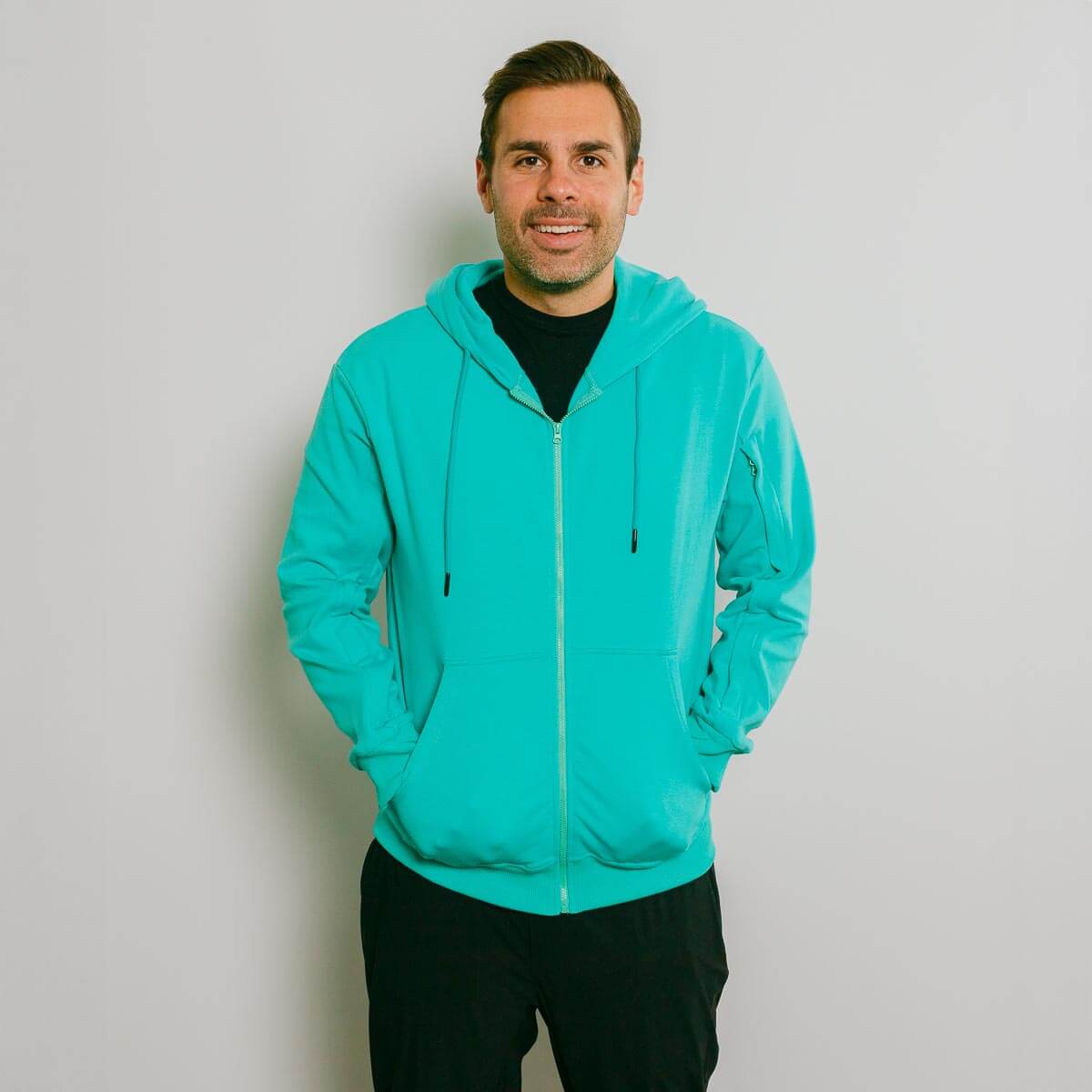 IV Zip Hoodie | Model is 5'8" 165lbs wearing size M