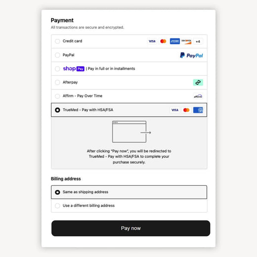 Select "Truemed - pay with HSA/FSA"