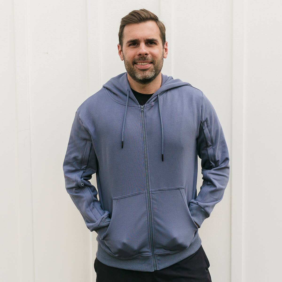 IV Zip Hoodie | Model is 5'8" 165lbs wearing size M