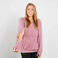 Bamboo IV Zip Hoodie Mauve | Model is 5'3" 130lbs wearing size S