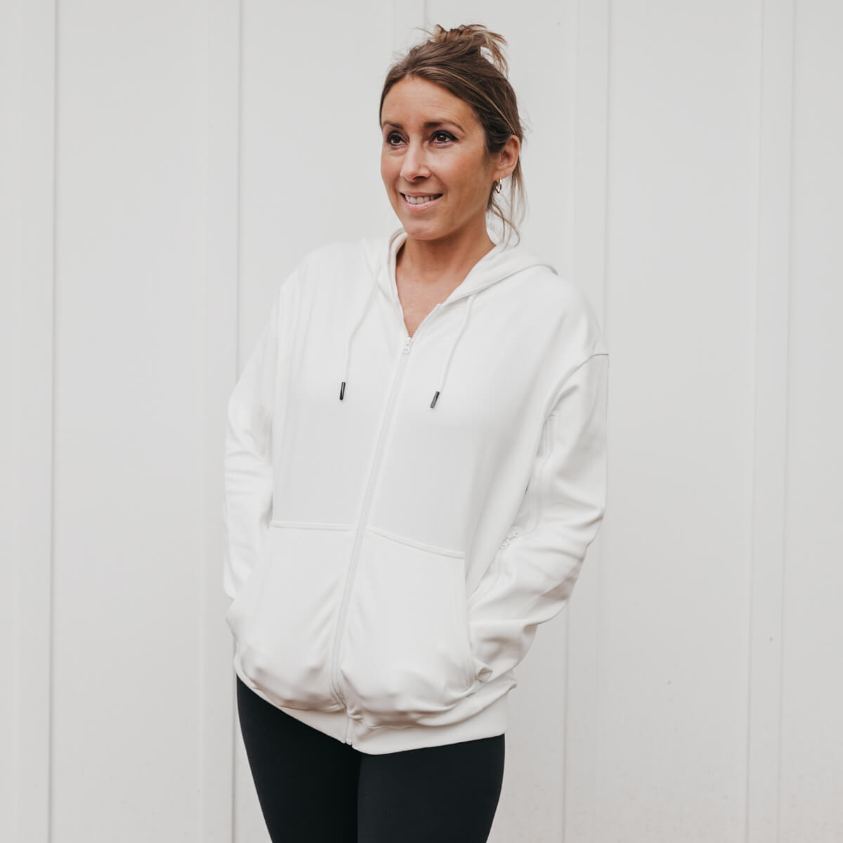 Ladies white 2024 zip up sweatshirt