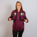 Port IV Zip Hoodie Plum | Model is 5'3" 130lbs wearing size S