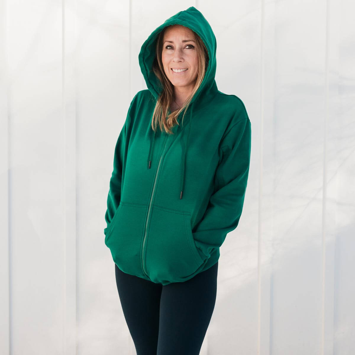 Green zip through online hoodie