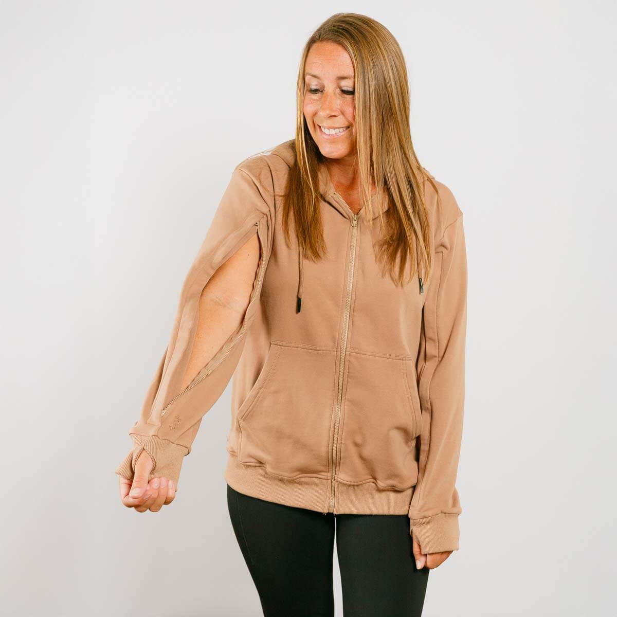 IV Zip Hoodie Mocha #LIMITED DROP  | Model is 5'3" 130lbs wearing size S