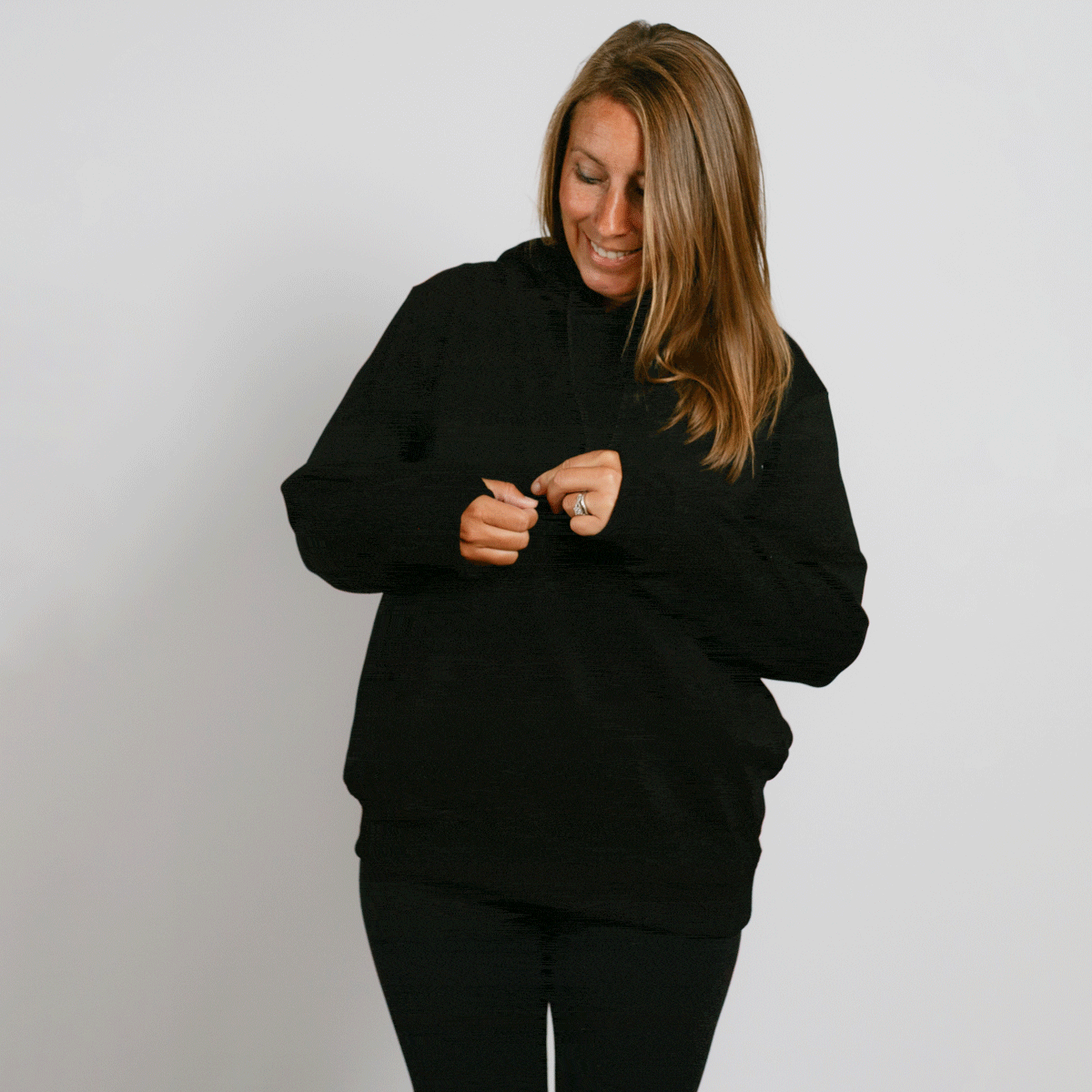 Multi-Access Hoodie chest zipper opening for port access