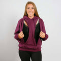 Multi-Access Hoodie Plum | Model is 5'3" 130lbs wearing size S
