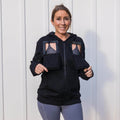 Port IV Zip Hoodie Black | Model is 5'3" 130lbs wearing size S
