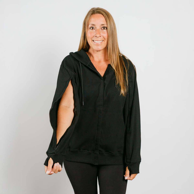 IV Scan Hoodie Black | Model is 5'3" 130lbs wearing size S